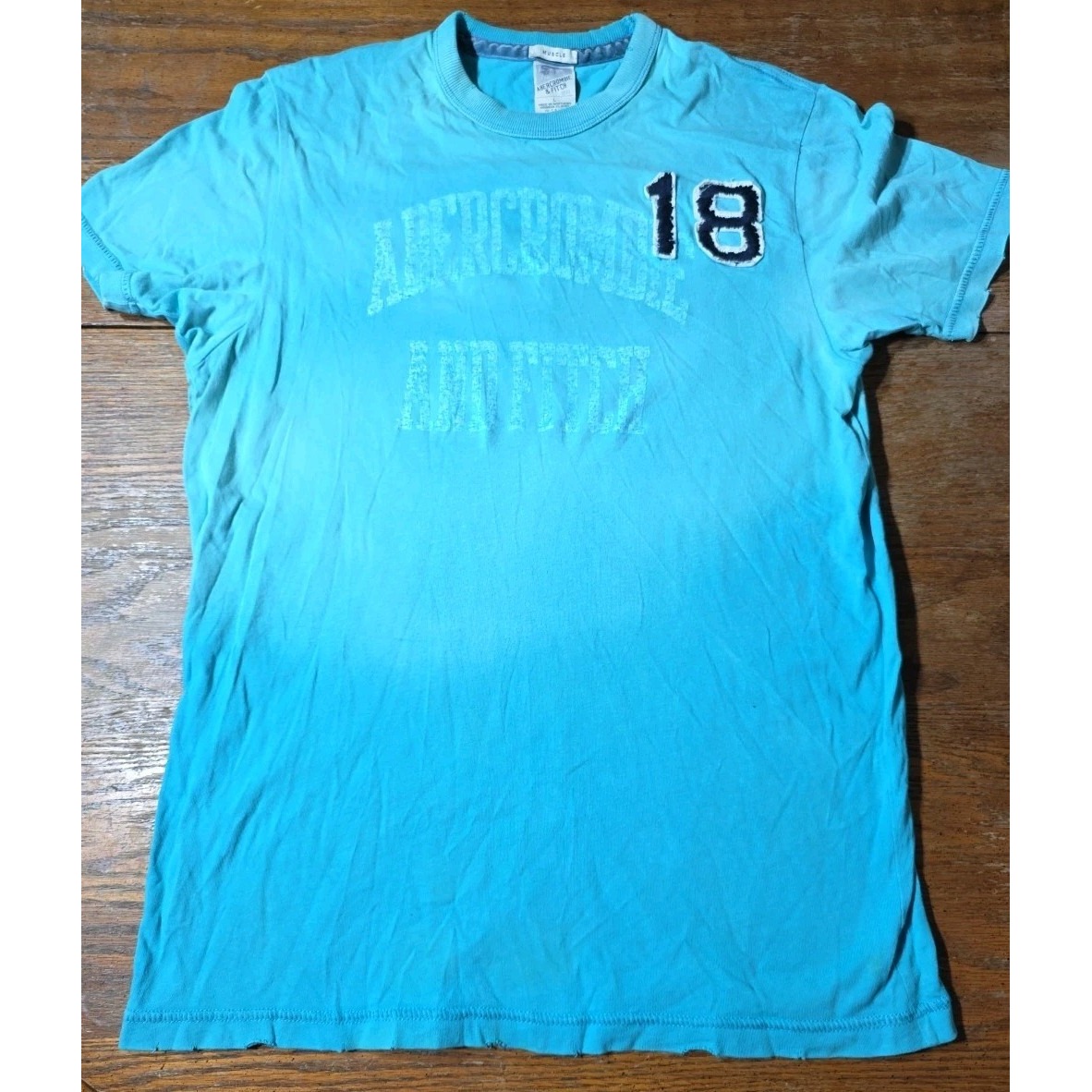 Vtg 90's Abercrombie & Fitch Blue T Shirt Y2k Men's Sz L Sun Faded Distressed